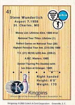 1990 Collect-A-Card Kingpins #41 Steve Wunderlich Back